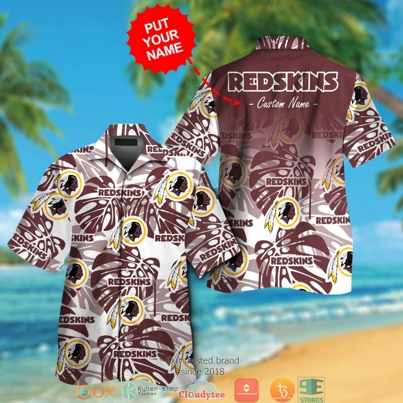 Personalized Washington Redskins Monstera deliciosa Hawaiian shirt short