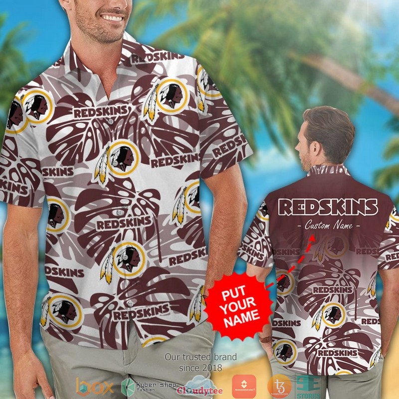 Personalized Washington Redskins Monstera deliciosa Hawaiian shirt short 1