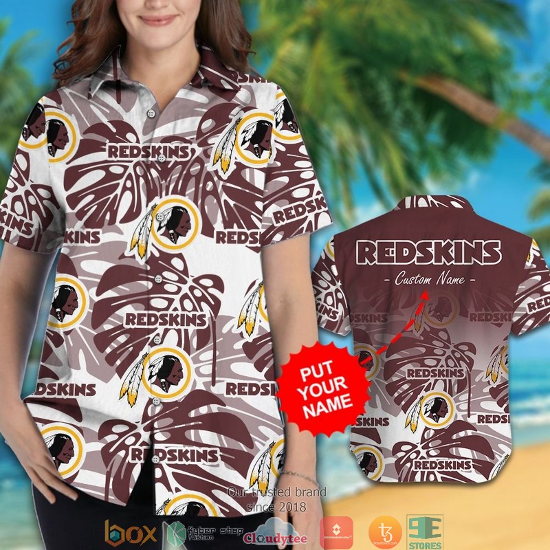 Personalized Washington Redskins Monstera deliciosa Hawaiian shirt short 1 2