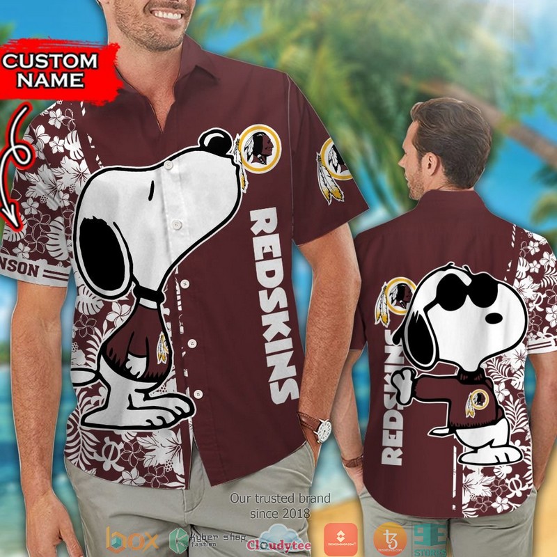 Personalized Washington Redskins Snoopy Hawaiian Shirt Short 1