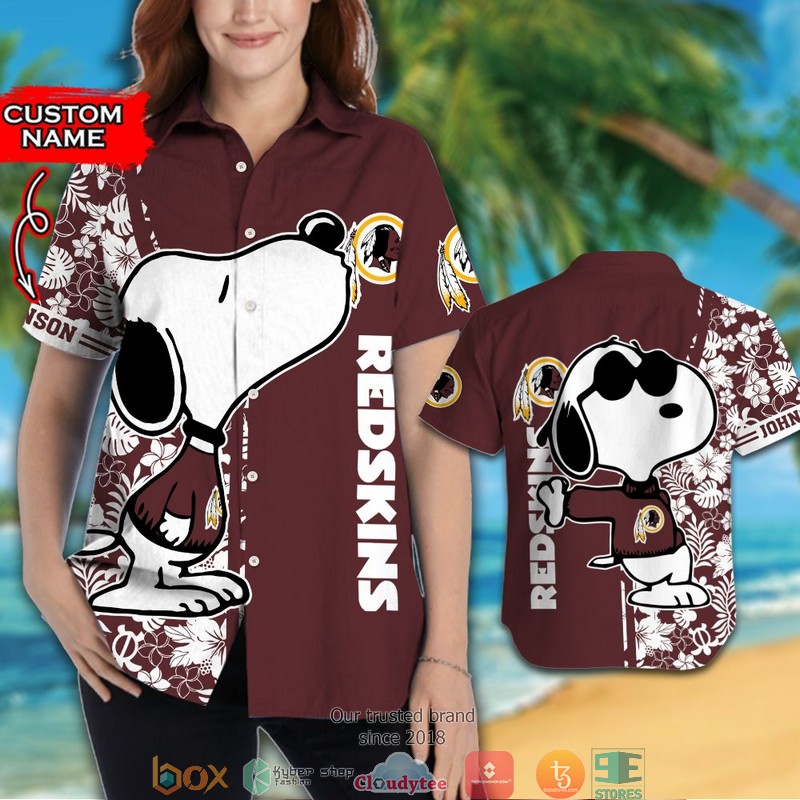 Personalized Washington Redskins Snoopy Hawaiian Shirt Short 1 2
