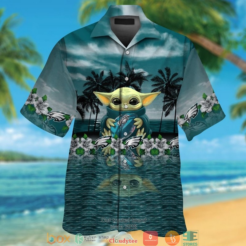 Philadelphia Eagles Baby Yoda Hawaiian Shirt short