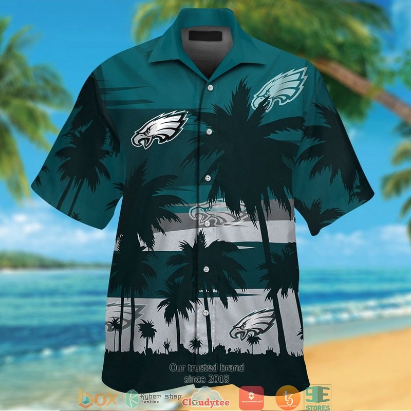 Philadelphia Eagles Coconut island Green Hawaiian Shirt short