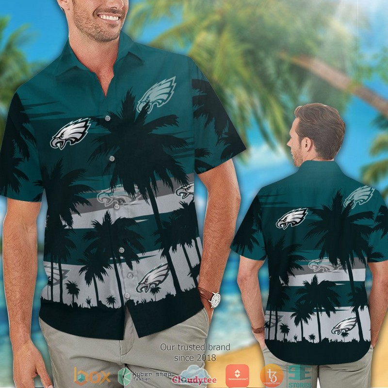 Philadelphia Eagles Coconut island Green Hawaiian Shirt short 1