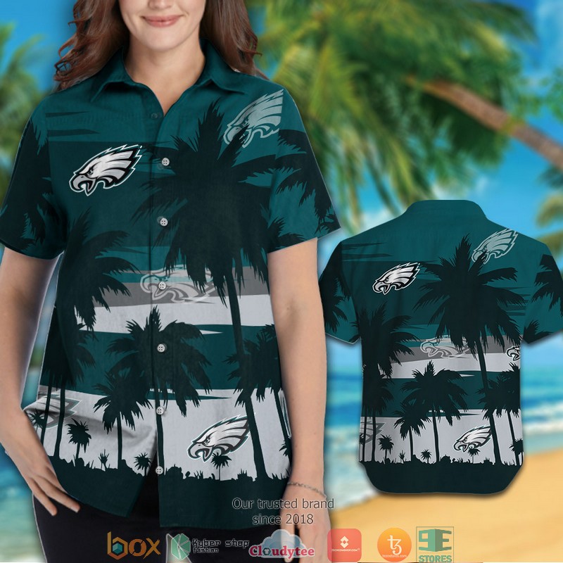 Philadelphia Eagles Coconut island Green Hawaiian Shirt short 1 2