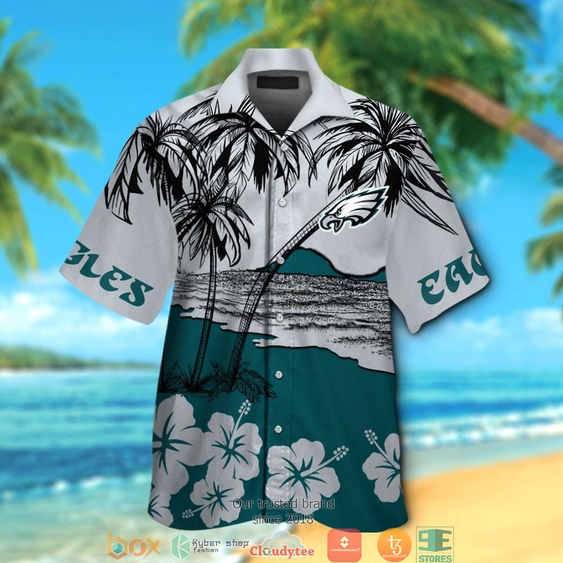 Philadelphia Eagles Coconut island Hibiscus Hawaiian Shirt short