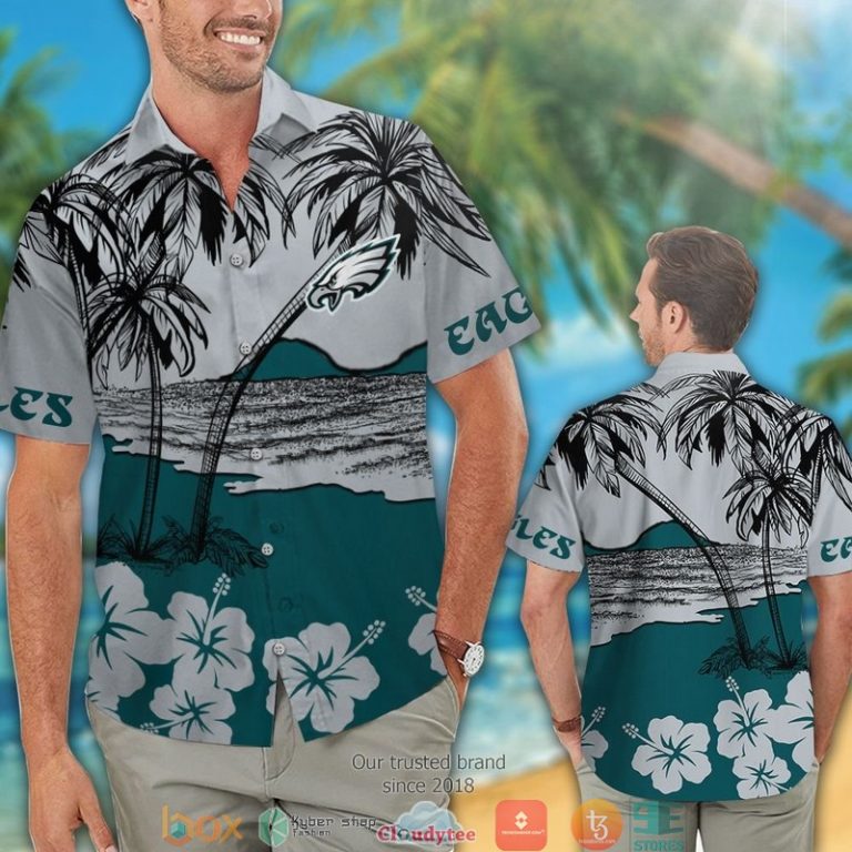 Philadelphia Eagles Coconut island Hibiscus Hawaiian Shirt short 1