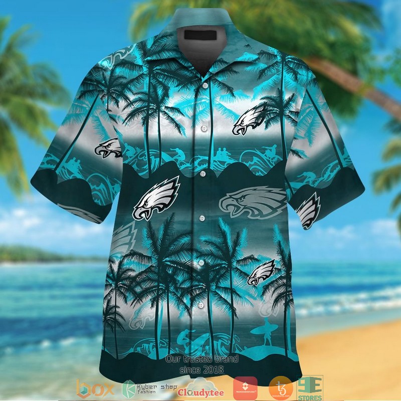 Philadelphia Eagles Coconut island Ocean Waves Hawaiian Shirt short