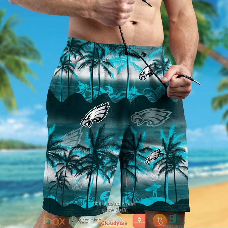Philadelphia Eagles Coconut island Ocean Waves Hawaiian Shirt short 1 2 3 4