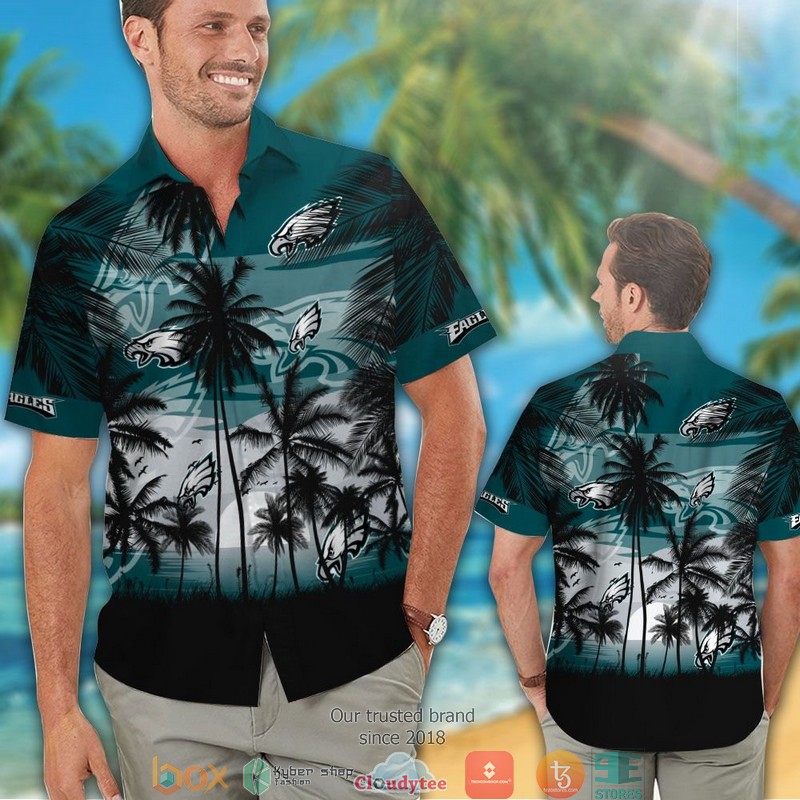Philadelphia Eagles Coconut island Sunset Hawaiian Shirt short 1