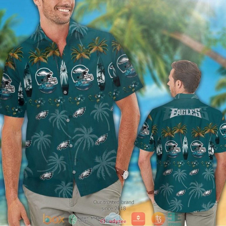 Philadelphia Eagles Coconut pattern Hawaiian Shirt short 1