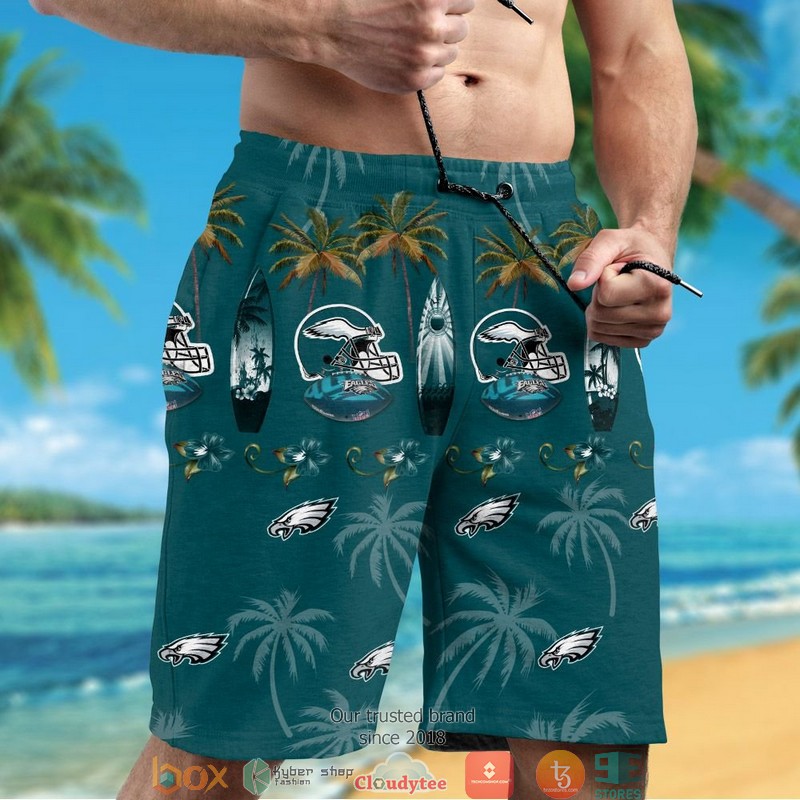 Philadelphia Eagles Coconut pattern Hawaiian Shirt short 1 2 3 4