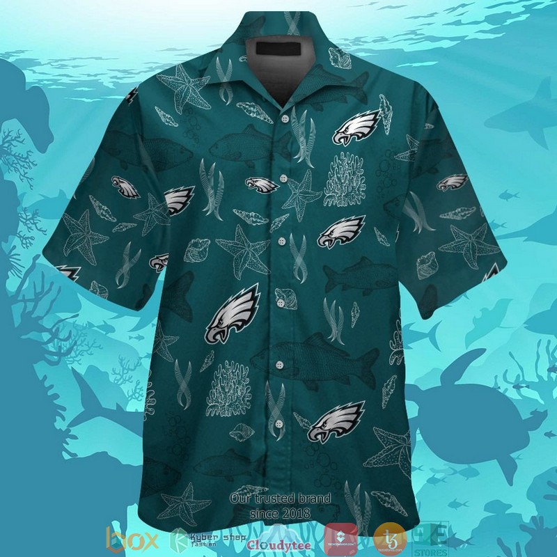 Philadelphia Eagles Fish ocean pattern Hawaiian Shirt short
