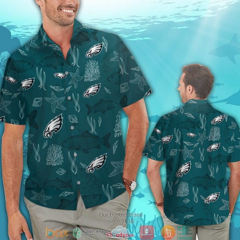 Philadelphia Eagles Fish ocean pattern Hawaiian Shirt short 1
