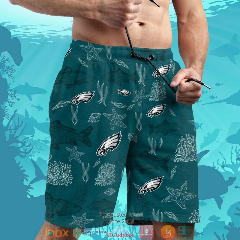 Philadelphia Eagles Fish ocean pattern Hawaiian Shirt short 1 2 3 4