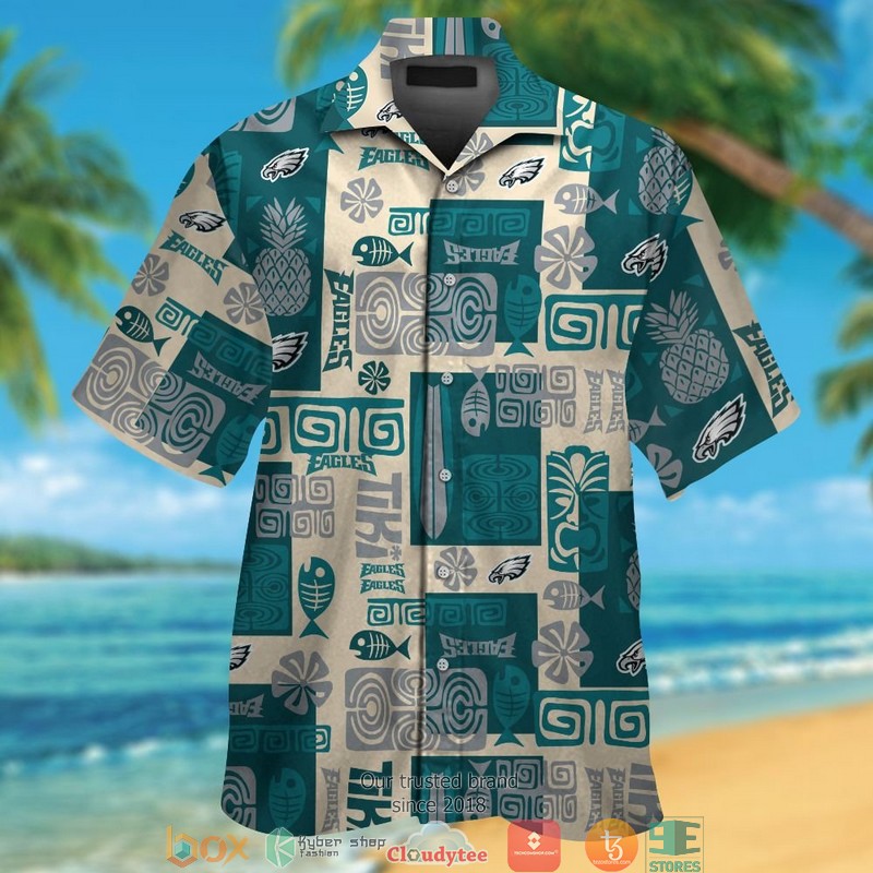 Philadelphia Eagles Fish pineapple pattern Hawaiian Shirt short