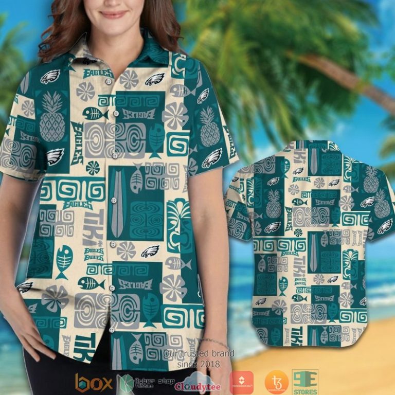 Philadelphia Eagles Fish pineapple pattern Hawaiian Shirt short 1 2