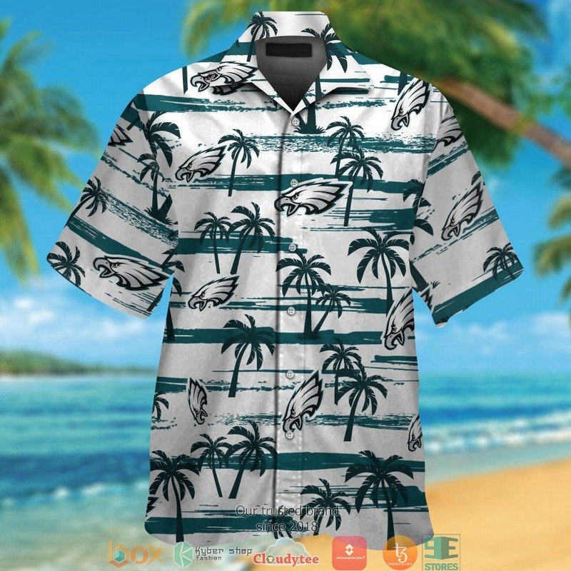 Philadelphia Eagles Green Coconut white Hawaiian Shirt short