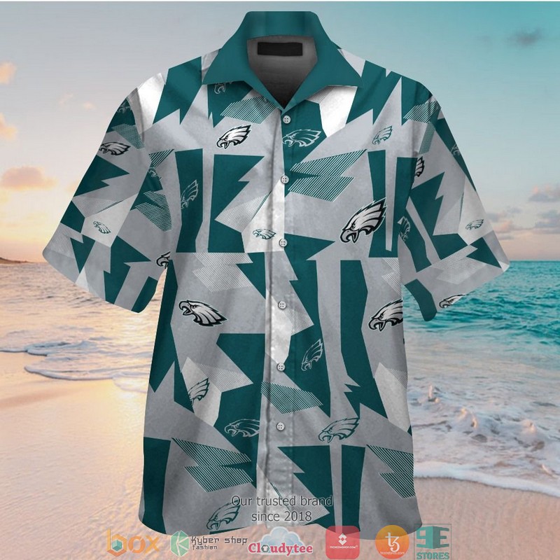 Philadelphia Eagles Green Grey Pattern Hawaiian Shirt short