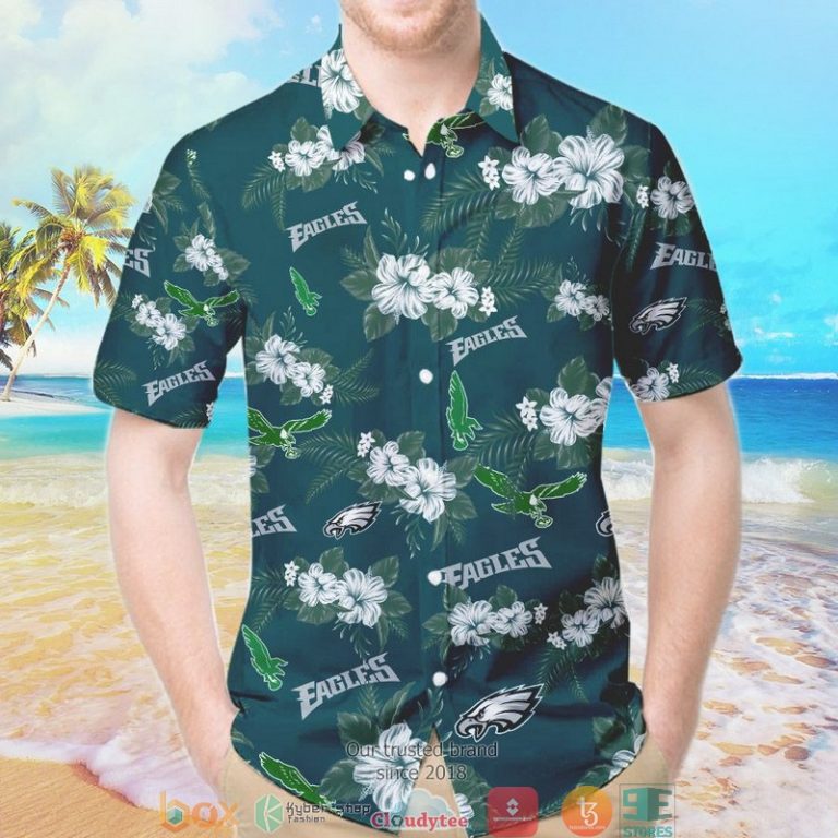 Philadelphia Eagles Hibiscus Flowers Hawaiian Shirt short 1