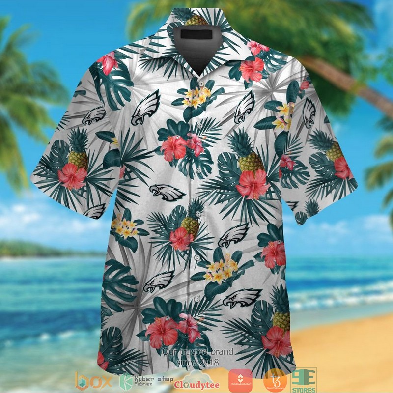 Philadelphia Eagles Hibiscus Pineapple Hawaiian Shirt short