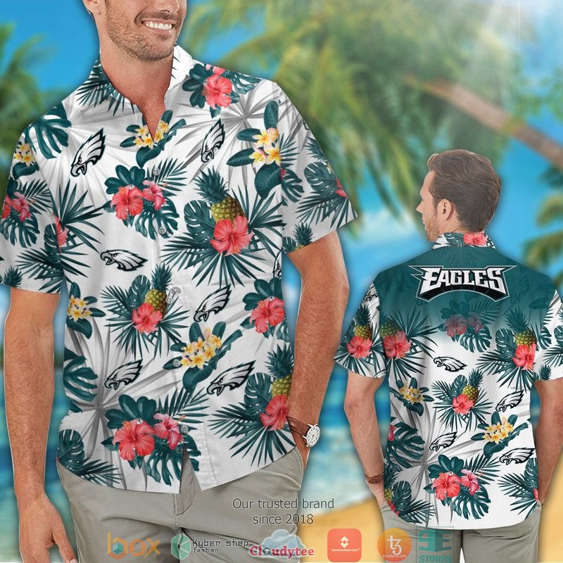 Philadelphia Eagles Hibiscus Pineapple Hawaiian Shirt short 1