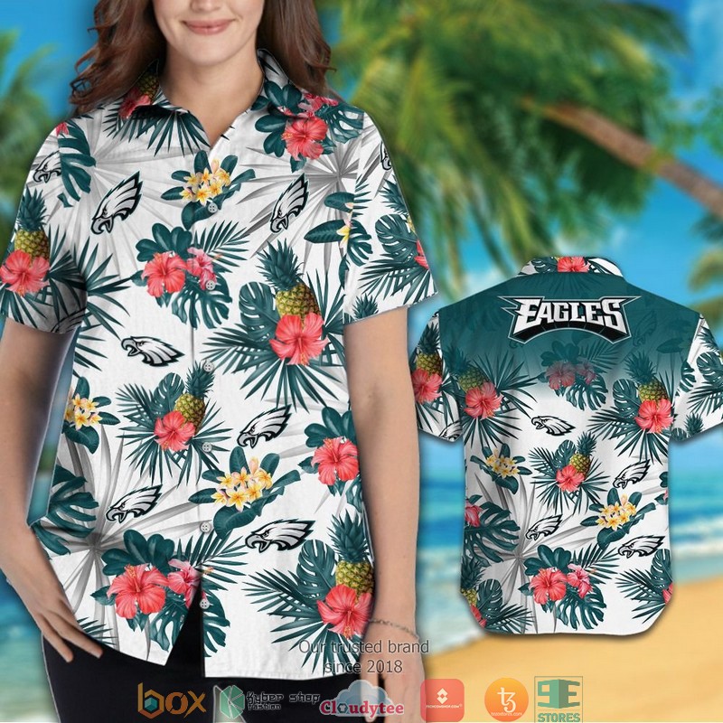 Philadelphia Eagles Hibiscus Pineapple Hawaiian Shirt short 1 2