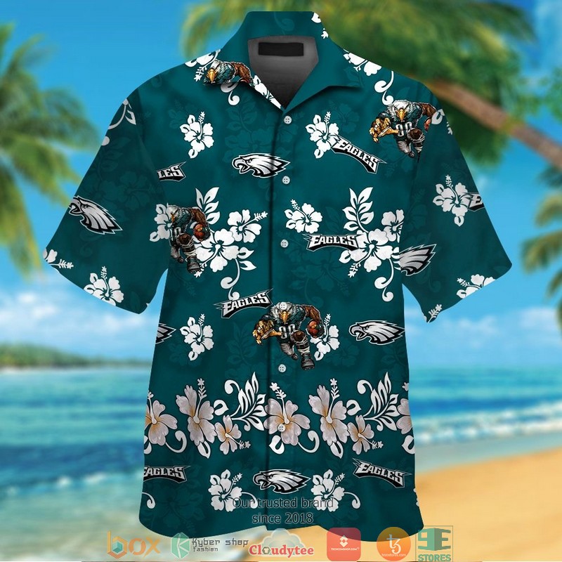 Philadelphia Eagles Hibiscus pattern Hawaiian Shirt short