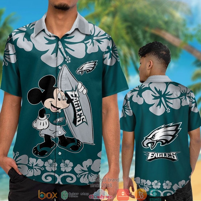 Philadelphia Eagles Mickey Mouse Hawaiian Shirt short 1