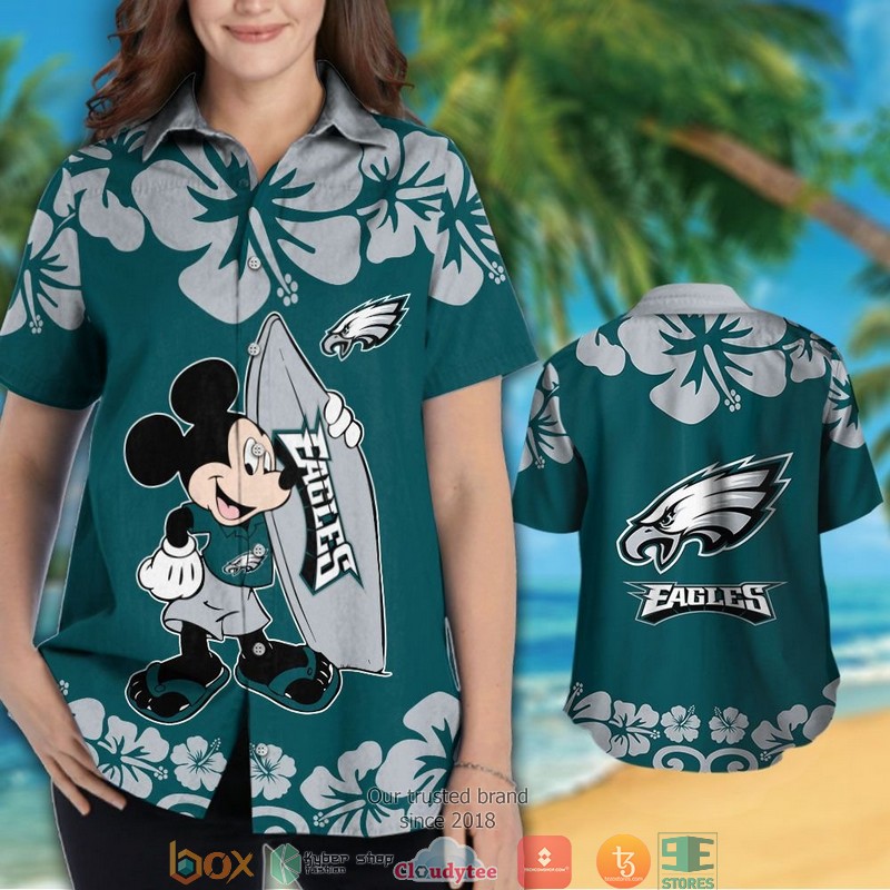 Philadelphia Eagles Mickey Mouse Hawaiian Shirt short 1 2