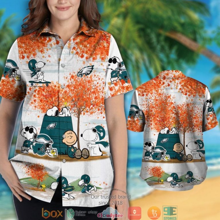 Philadelphia Eagles Snoopy and Charlie Brown Autumn Hawaiian Shirt short 1 2