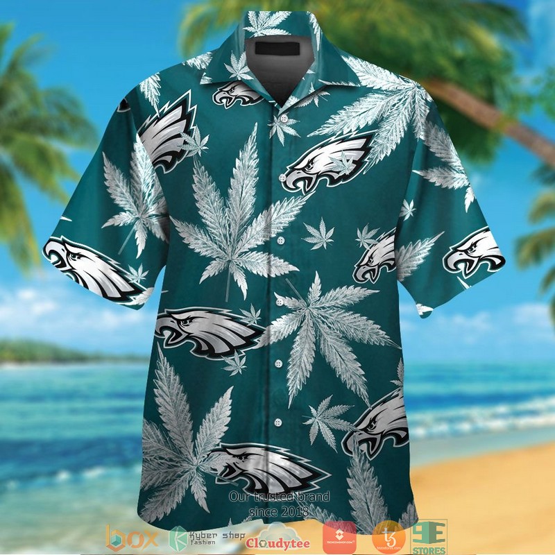Philadelphia Eagles cannabis Hawaiian Shirt short