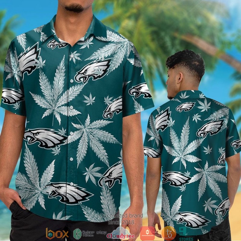 Philadelphia Eagles cannabis Hawaiian Shirt short 1