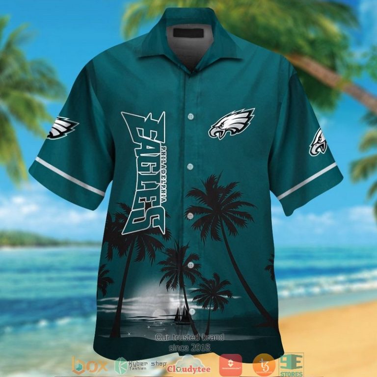 Philadelphia Eagles coconut island night moon Hawaiian Shirt short