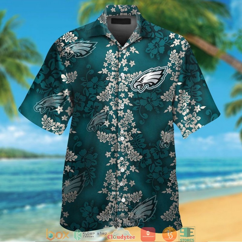 Philadelphia Eagles hibiscus leaf Hawaiian Shirt short