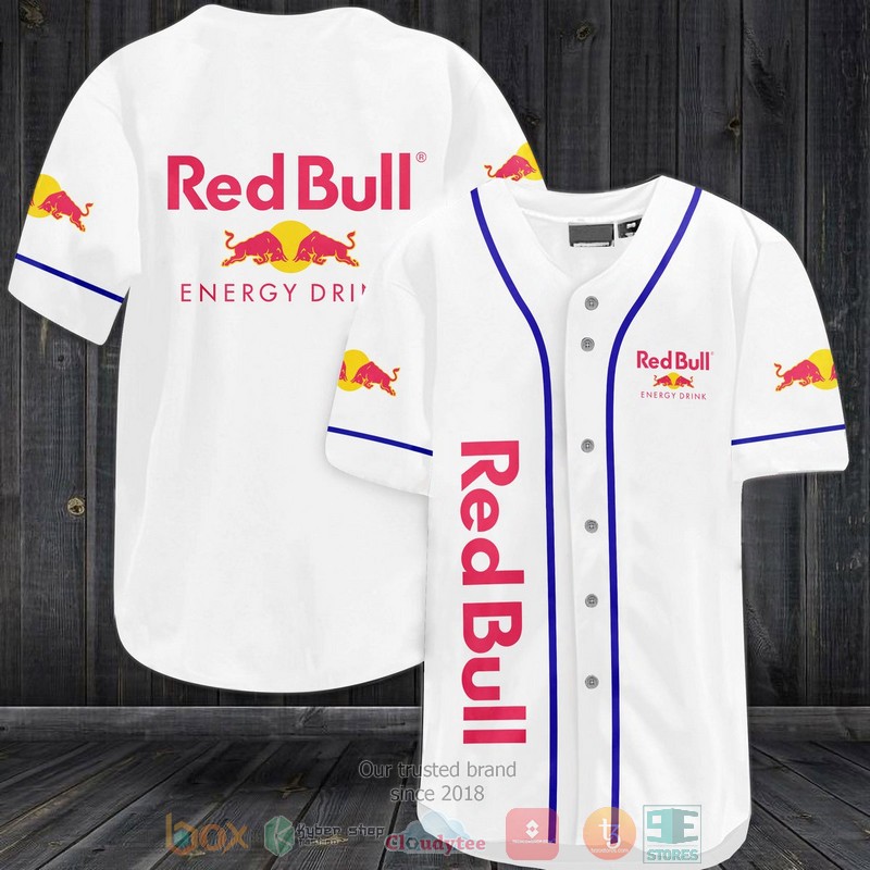 Red Bull Energy Drinks white Baseball Jersey