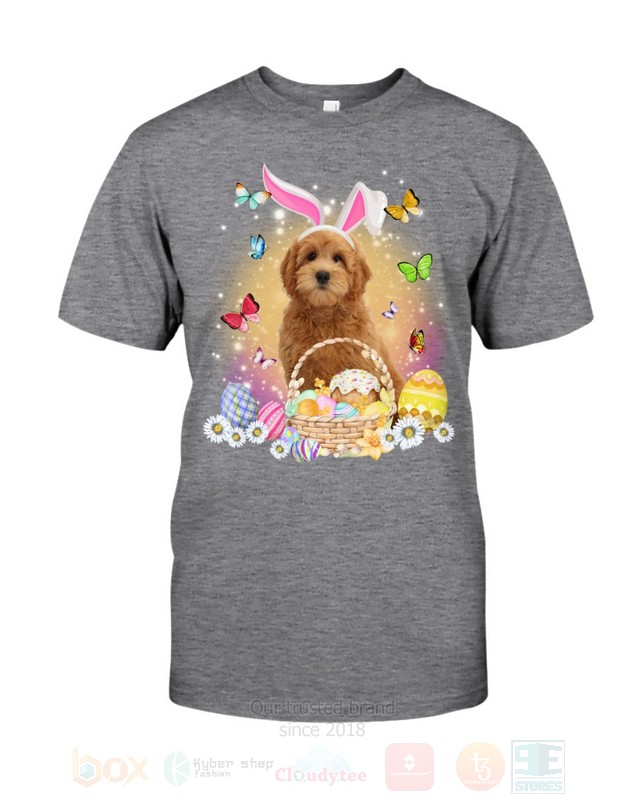 Red Goldendoodle Easter Bunny Butterfly 2D Hoodie Shirt