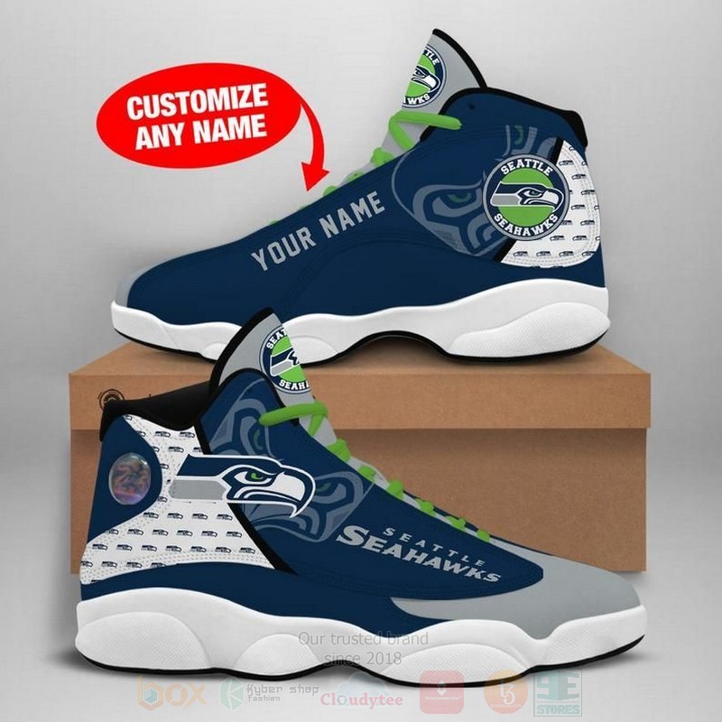 Seattle Seahawks NFL Football Team Custom Name Air Jordan 13 Shoes