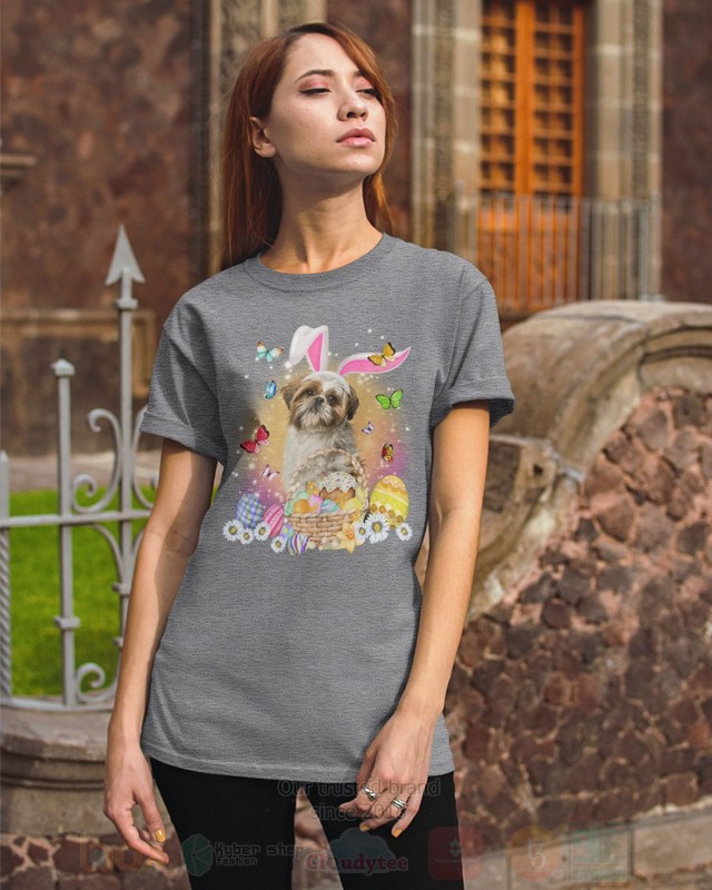 Shih Tzu Dog Easter Bunny Butterfly 2D Hoodie Shirt 1 2