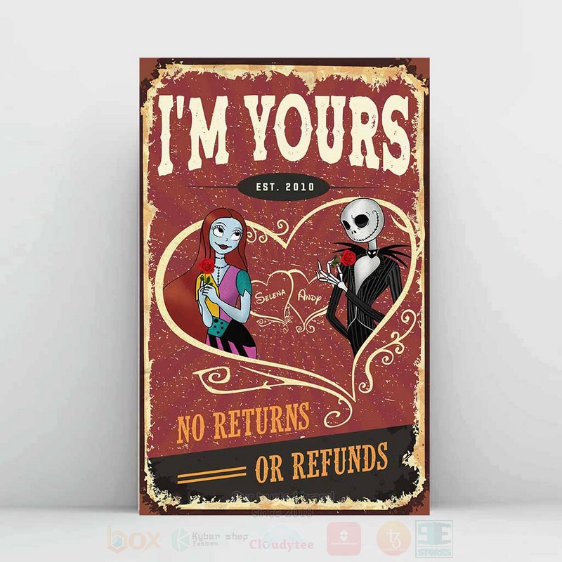Skellington and Sally Im Yours Est 2010 No Returns Or Refunds Personalized Poster