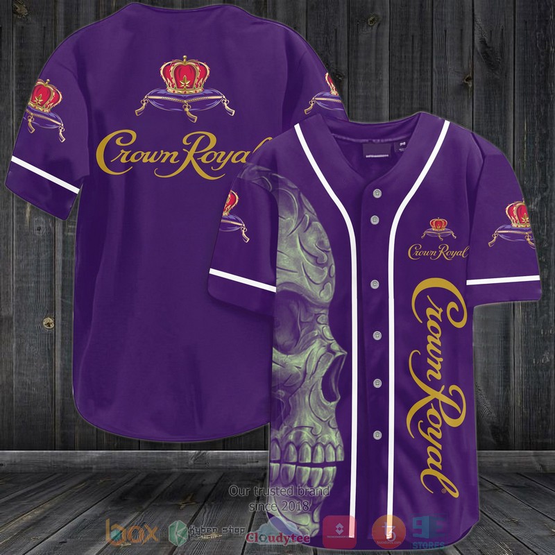 Skull Crown Royal dark purple Baseball Jersey