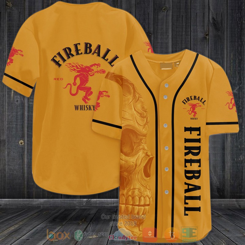Skull Fireball Cinnamon Whisky medium amber Baseball Jersey