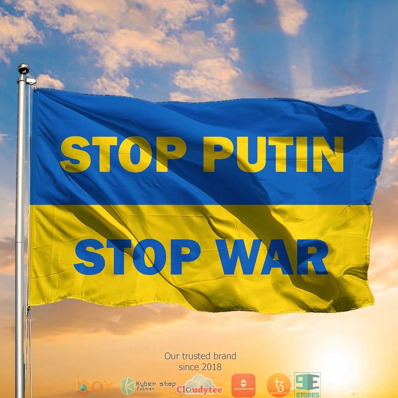 Stop Putin Stop War Ukrainian Flag