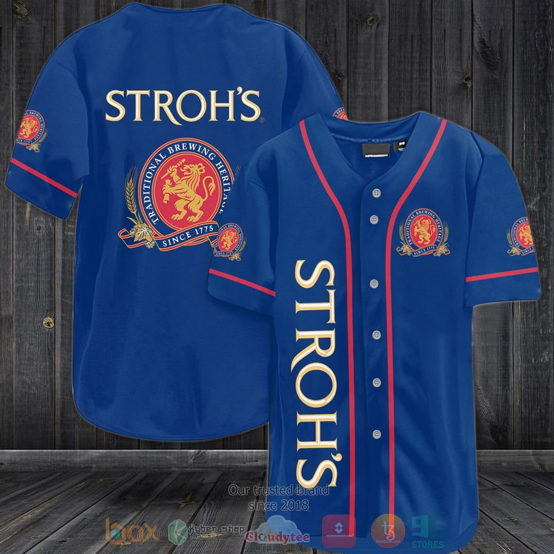 Strohs Beer blue Baseball Jersey