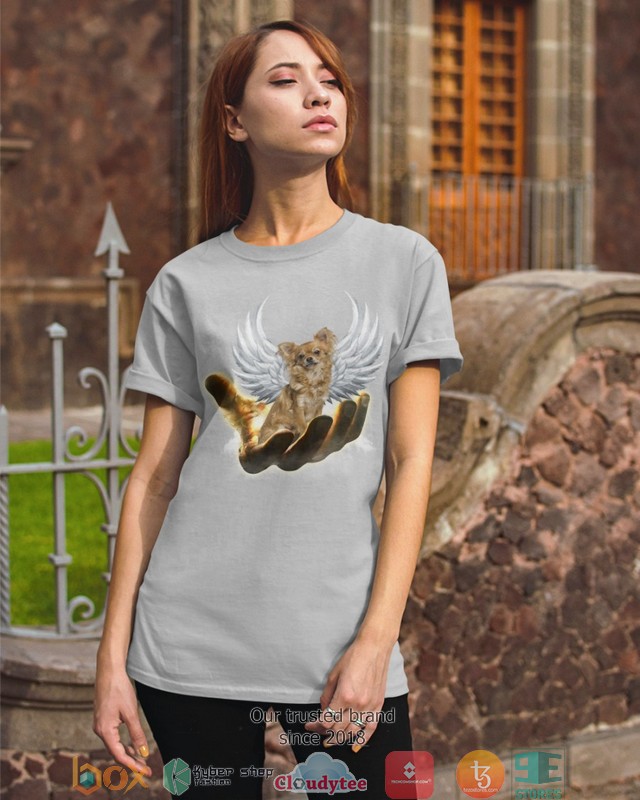 Tan Long Haired Chihuahua Golden Hand Heaven Wings 2d shirt hoodie