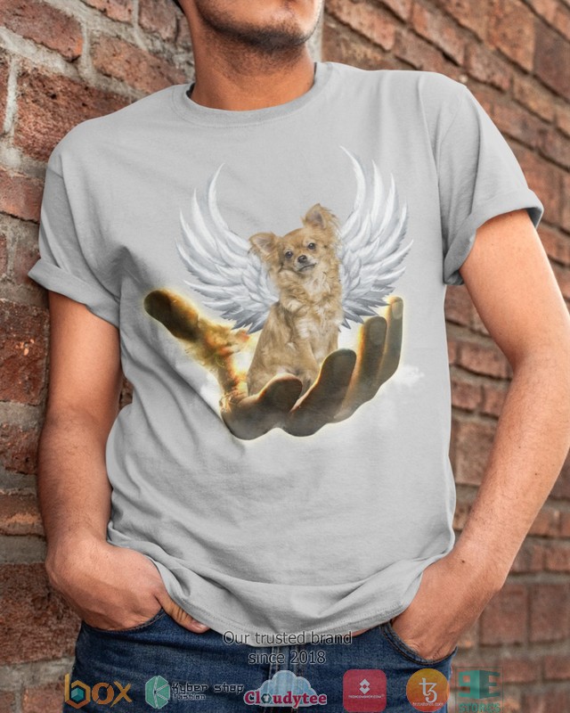 Tan Long Haired Chihuahua Golden Hand Heaven Wings 2d shirt hoodie 1