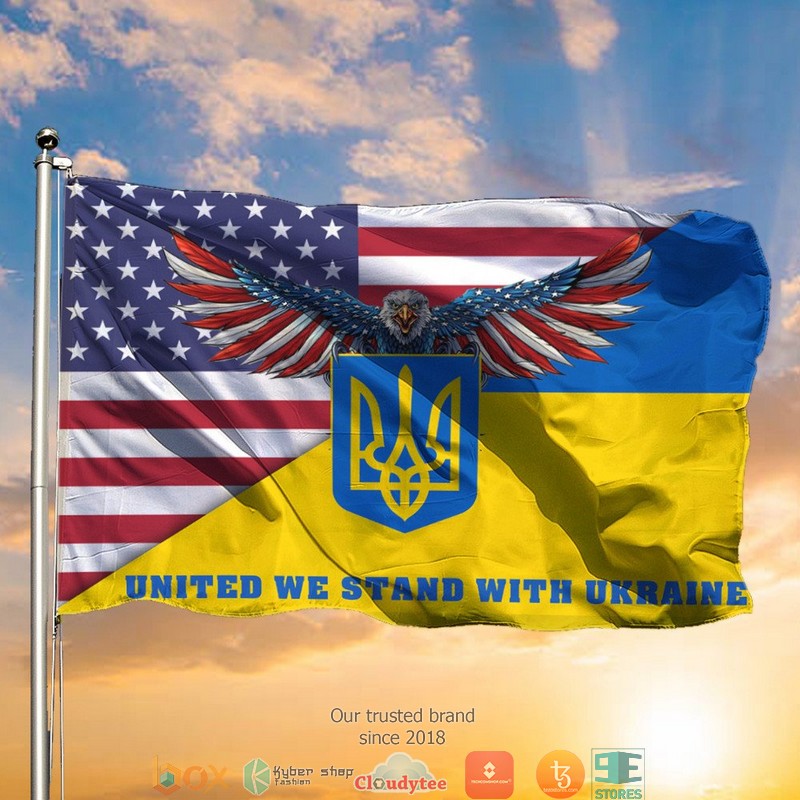 United We Stand With Ukraine Eagle Flag
