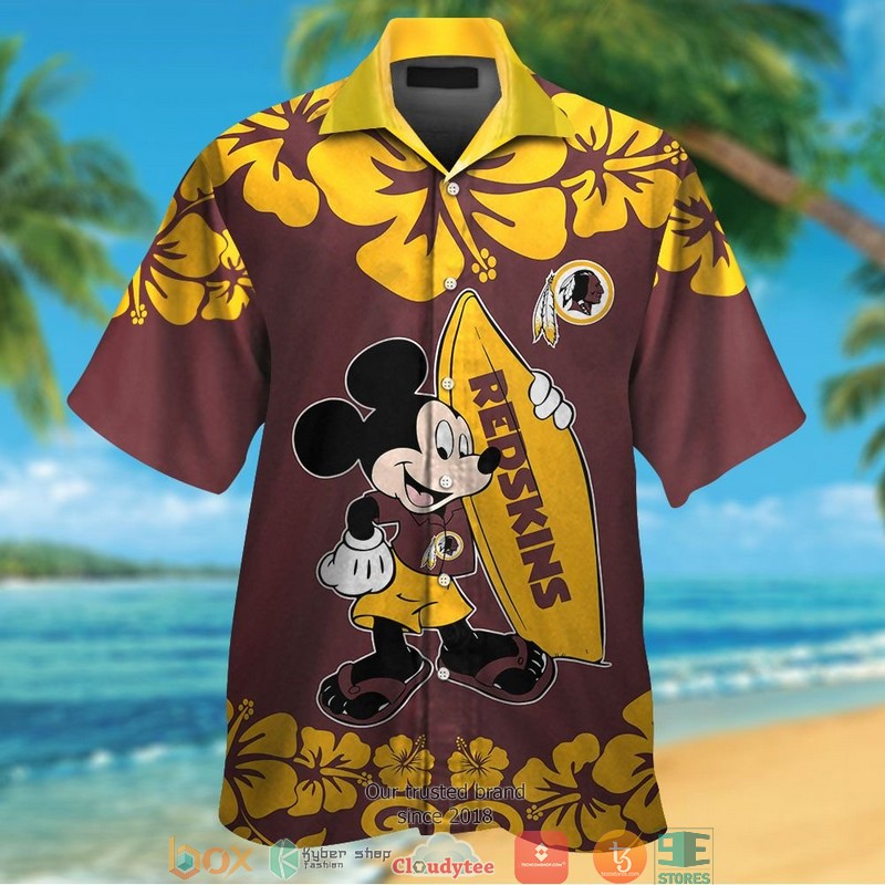 Washington Redskins Mickey Mouse Hawaiian Shirt Short