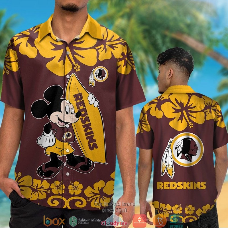 Washington Redskins Mickey Mouse Hawaiian Shirt Short 1