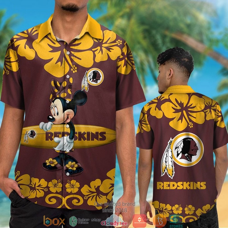 Washington Redskins Minnie Mouse Hawaiian Shirt Short 1